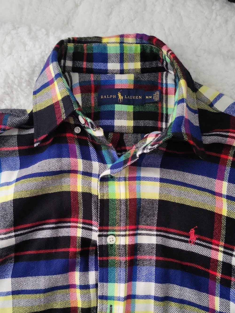 Polo Ralph Lauren Men's Multicolor Plaid Brushed Flannel Shirt - Size Med